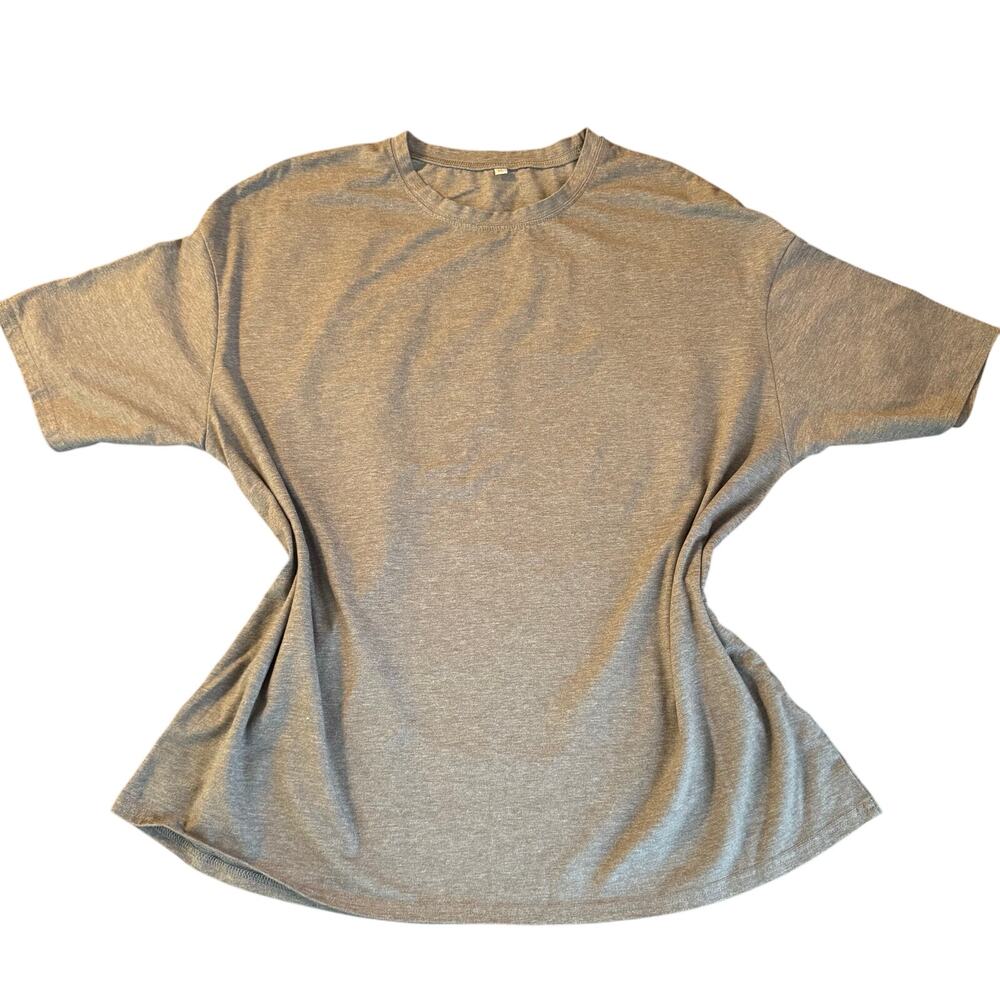 Oversized Boxy T Shirt Womens XL Gray Drop Shoulder Casual